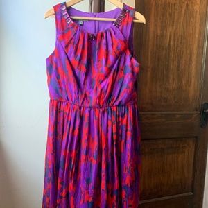 Donna Ricco NY Red/Purple Embellished Gem Dress